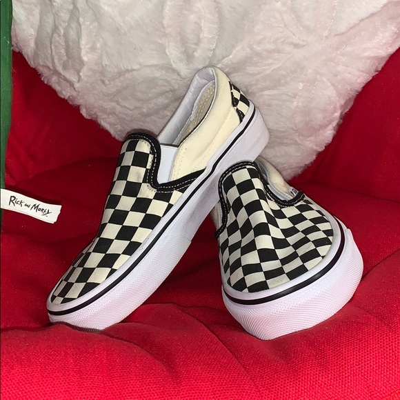 NWOT black and cream checkered vans. White sole. - Picture 1 of 3